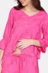 Zivame Floral Vows Woven Pyjama Set - Tea Rose — thumbnail 5